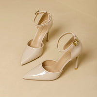 Pointy Toe Elegant Women Shoes Stilettos Office Sandals For Ladies Cover Heel Ankle Strap Sandals