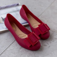 Jelly Flat Shoes Lady Waterproof Bow Tie Flats Cute Sweet Shoes Women Fashion Comfortable Soft