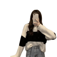 Retro Striped Loose Women's Sweater Design Sensation Lazy Style Short Knitted Shirt Age Reduction Small Audience