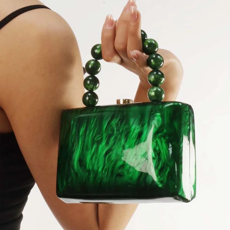 Ladies Acrylic Handbag Fashionable Personality Evening Bag Celebrity Socialite Clutch Bag Urban Minimalist Hard Shell Square Bag