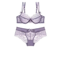 Comfortable Thin Brassiere Embroidery Bras Underwear Set Sexy C D Cup Plus Size Bra Set Women Lingerie Lace Black