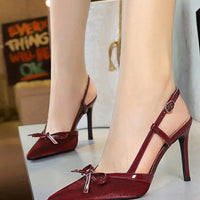 Bow Slim Heels High-End Women's Without Being Tired From Behind The Feet And Tripping Women's Singles Shoes