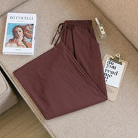 Casual Baggy Wide Leg Trousers Women Summer Thin Comfy Breathable Ankle Length Pants Vintage Loose Cotton Linen Straight Pants