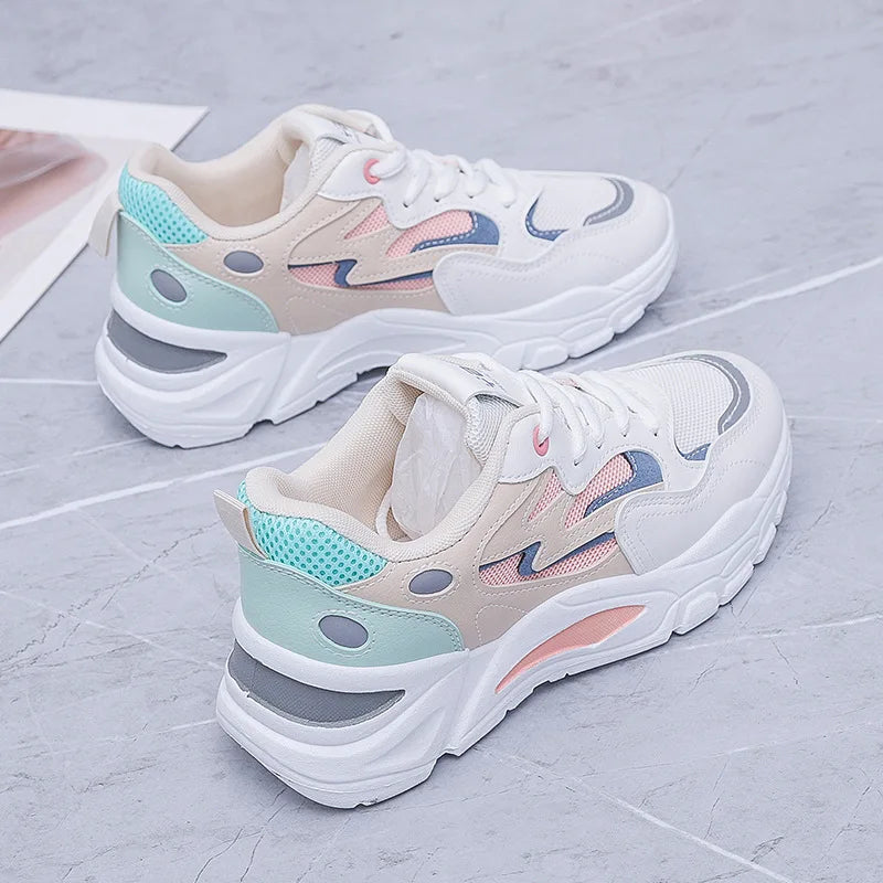 Women's Casual Breathable Leather Sneakers Versatile Flat Heel Shock Absorption Comfortable and Fashionable Shoes