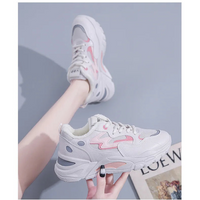 Women's Casual Breathable Leather Sneakers Versatile Flat Heel Shock Absorption Comfortable and Fashionable Shoes