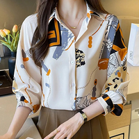 Spring Chiffon Shirt Women's Long-sleeved Printed Color Niche Chiffon