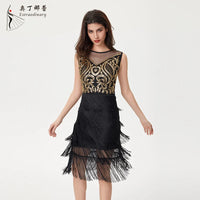 Tassel Women Dress 1920s Elegant Black Party Dance Dress with Sleeveless  Female Clothing Vestido Vintage Evening Party Dress Natalia Home Fashion    Natalia Home Fashion