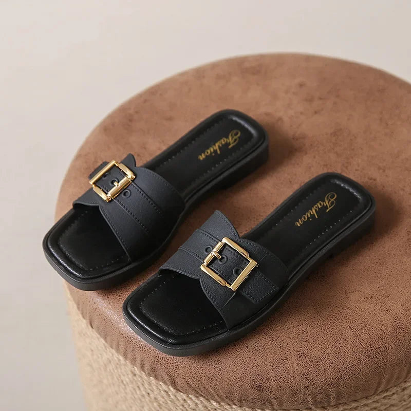 Comfortable Casual Beach Slippers Fashionable Outdoor Wear Slip-On Flat Bottom Cool Sandals PVC Material - Natalia Home Fashion
