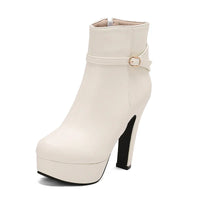 Knight Women's Boots Zip Low Tube Thick Heel Chunky High Heel Fashion Boots s Women's Shoes - Natalia Home Fashion