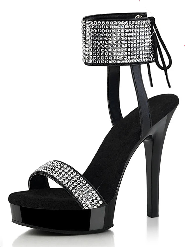 Club 13cm Strip High Heels Exotic Dancer Rhinestone Nightclub Gothic Stripper Pole Dance Fashion Sexy Fetish Full Dress
