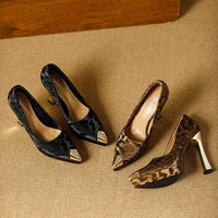 Fashion Women's Shoes Thin Block Heels 11cm Pointed Toe Shallow Mouth Ladies Pumps Party Shoes