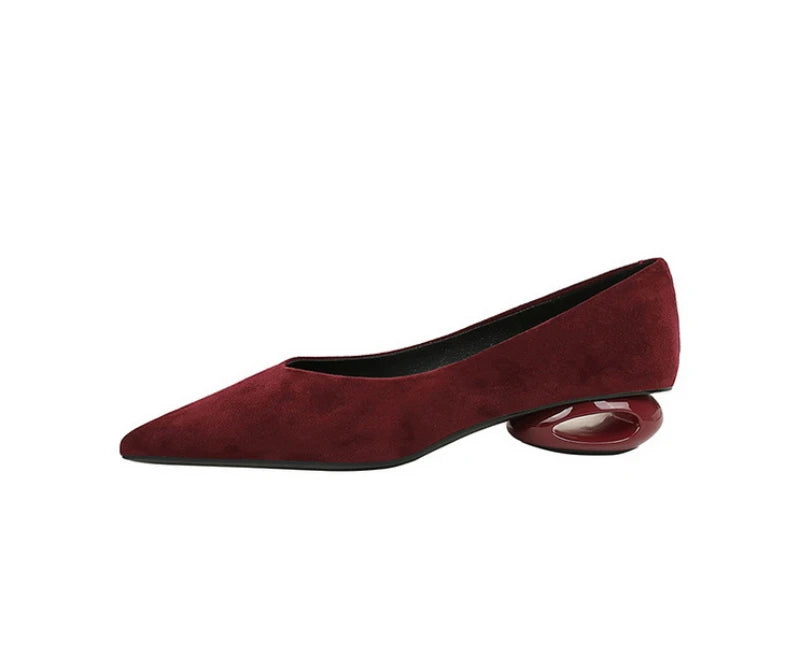 Retro Pointed Toe Suede Low Heel Shoes Shallow Mouth Hollow Heel Pedicure Shoe Daily Versatile Temperament Women's Shoes