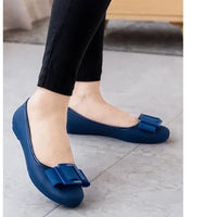 Jelly Flat Shoes Lady Waterproof Bow Tie Flats Cute Sweet Shoes Women Fashion Comfortable Soft