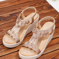 Bohemian Style Fashionable Casual Women's Sandals Platform Thick Heel round Toe Synthetic Leather