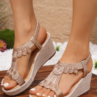 Bohemian Style Fashionable Casual Women's Sandals Platform Thick Heel round Toe Synthetic Leather