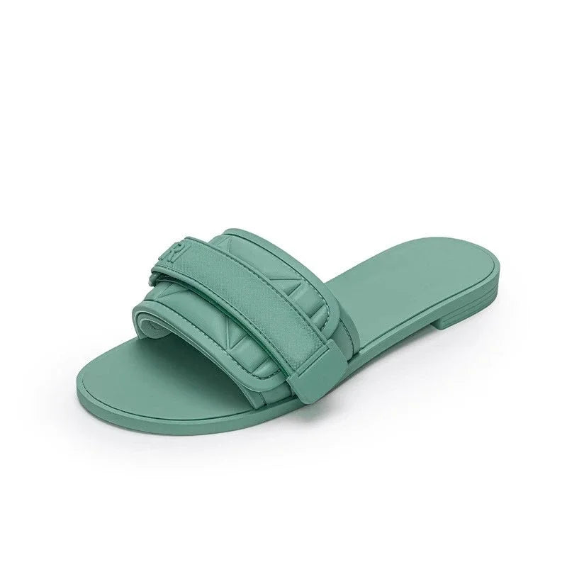 Fashionable and casual one-word flip-flops for women with lettered buckles and a flat bottom - Natalia Home Fashion
