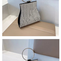 Fashionable Diamond Set Pearl Handbag, Banquet Single Shoulder Water Diamond Circular Cross Women's Handbag