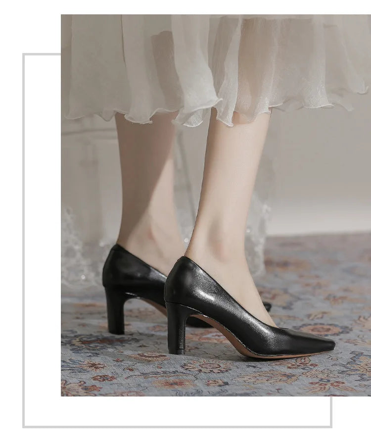 Fashion Patent Leather Women's Pumps Square Toe Stripper Elegant Party Vintage Spring Ladies Shoes