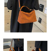 Retro Bag for Women's Textured Frosted Shoulder Bag with Large Capacity Crossbody Commuting Tote Bag