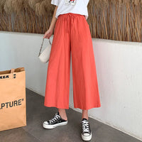 Casual Baggy Wide Leg Trousers Women Summer Thin Comfy Breathable Ankle Length Pants Vintage Loose Cotton Linen Straight Pants