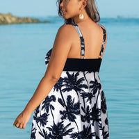 Oversize Bikini for Women Print Patchwork Dress Split Swimsuit V-neck Suspender Backless Beach Vacation Swimwear Summer