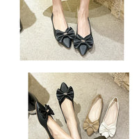 Soft Bottom Flat Casual Women's Shoes Butterfly Knot Slip-On Simple Design Shoes  Synthetic Leather