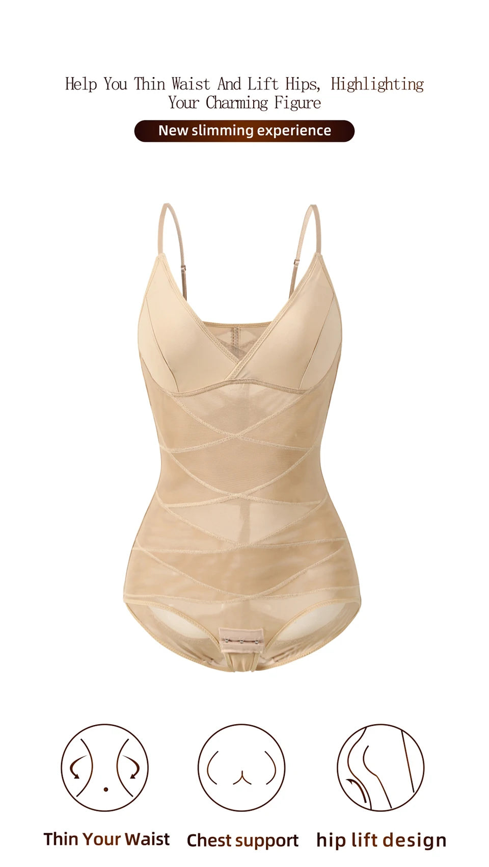 Women Sculpting Bodysuit Cross Compression abs Shaping Briefs Slimming Shapewear Over Bust Deep V Full Body Shaper Tummy Control