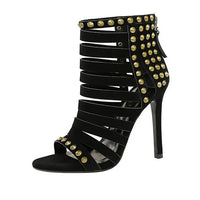 Rivet Roman Shoes, Retro Super High Heel Women's Shoes
