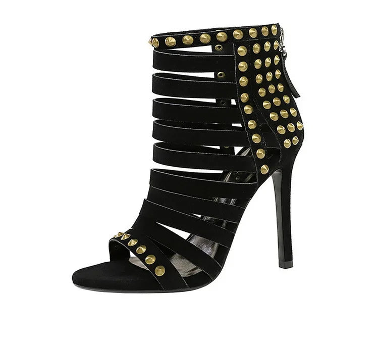 Rivet Roman Shoes, Retro Super High Heel Women's Shoes