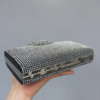 Diamond Encrusted Dinner Bag And Clutch, Square Hard Box Fully Lined With Diamonds.