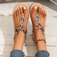Women's retro casual Roman flat non-slip beaded sandals