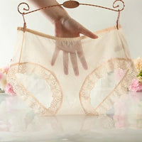 Sexy Women's Transparent Briefs Solid Color Ultra-Thin Mesh Seamless Lace Edge Underpants Underwear Panties Briefs Female