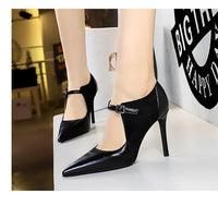 Women Pumps Suede and PU Leather Design Retro High Heels Ladies Shoes Stilettos Women Heels