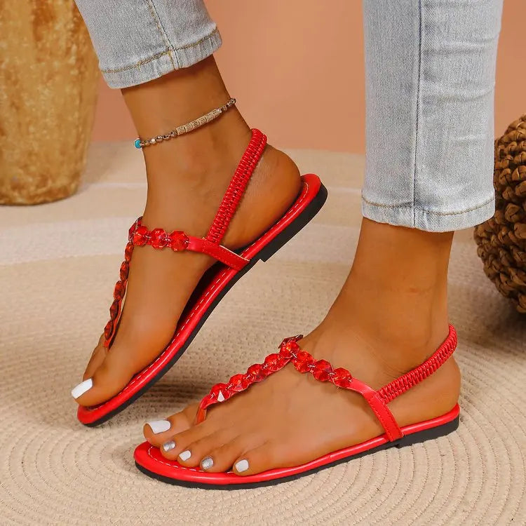 Sandals Summer Elastic Strap Casual Women's Sandals Fashionable Flat Soft Comfortable Slide for Women
