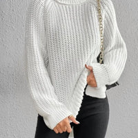 Turtlenecks Women Pullovers Mid-Long Casual Knit Sweater Fad Raglan Sleeves Side Slit Sweater New Skirt-style Jumper