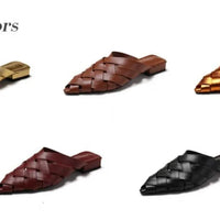 Hollow Woven Pointed Cool Slippers Women's Summer Thick Heel Outer Wear Bag Head Half Slippers Women Sandals