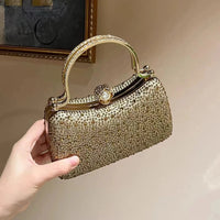 Glitter Shiny Diamonds Evening Bag Metal Handle Square Bag Fashion Women Handbag Wedding Party Clutch Purse Female