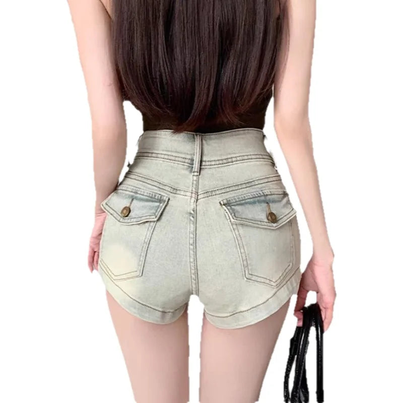 High Waist Distressed Slim Straight Jeans Short Shorts Hot Pants Spicy Girl Summer Fashion Women's Clothing