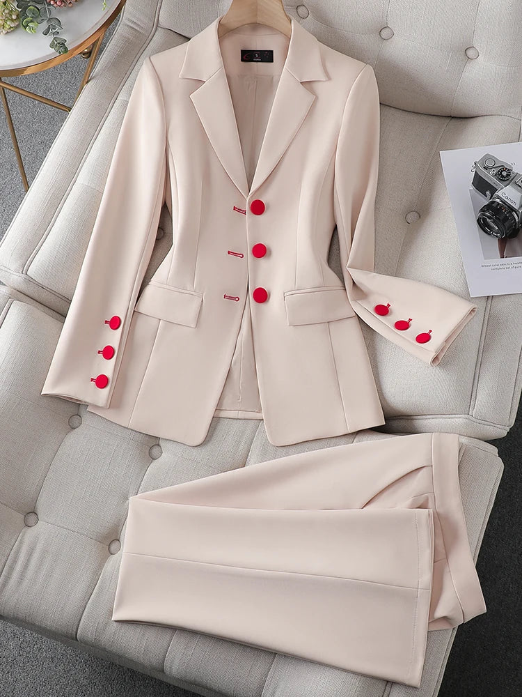 Fashion Blazer Jacket And Pant Suit Women Female Office Ladies Business Work Wear Formal 2 Piece Set