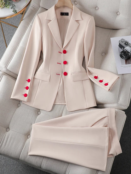 Fashion Blazer Jacket And Pant Suit Women Female Office Ladies Business Work Wear Formal 2 Piece Set - Natalia Home Fashion
