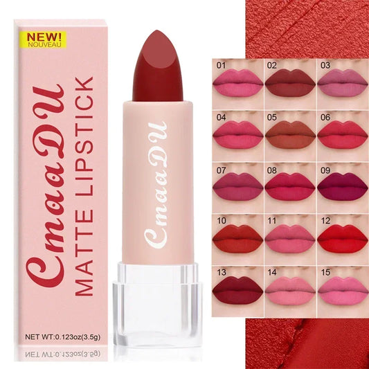 Woman Sexy 15Colors Velvet Matte Lipstick Lip gloss Tint for Lips Long Lasting Waterproof Non-stick Cup Lip Cosmetics Lip Make Up