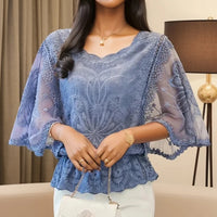 Loose Lace Blouse Women Butterfly Sleeve Chiffon Shirt Woman Fashion Casual Floral Shirt Tops
