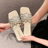 Slipper Women's Luxury Design Women Rhinestone Summer Flat Outdoor Fashion Ladies Slippers Casual Party Natalia Home Fashion    Natalia Home Fashion