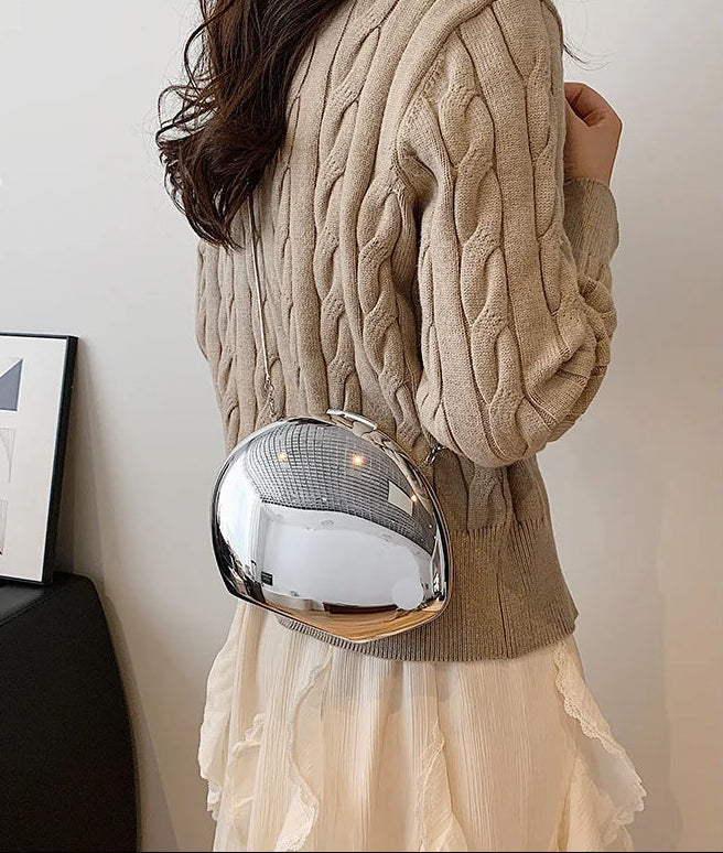 Acrylic Dinner Clutch Bag Women's Shoulder Crossbody Bag Fashionable Egg-Shaped Handbag Street Trend Lock Buckle Closure