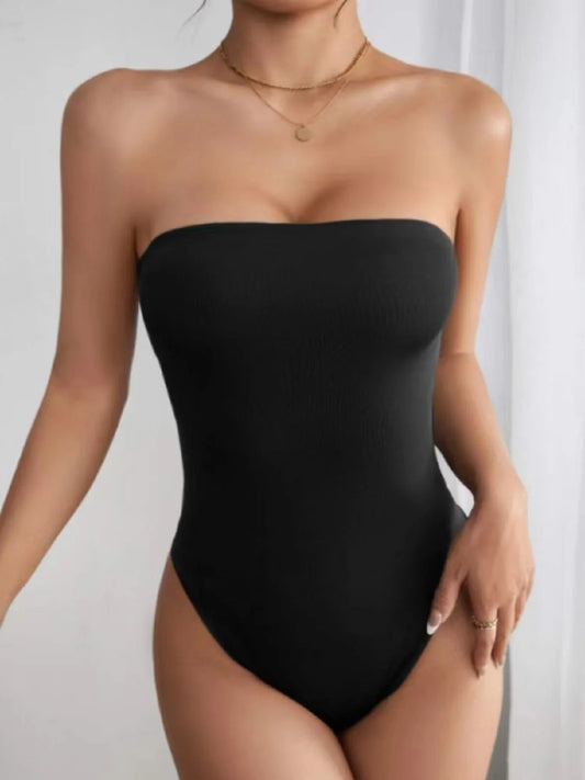 Women Skinny Strapless Tube Playsuit Spring Summer Black White Khaki Tight Short Jumpsuit Casual Streetwear Bodice