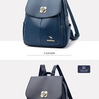 Soft Leather Dual-Shoulder Bag Student Backpack Travel Versatile Women's Bag