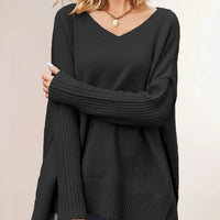 Autumn Winter Fashion Casual Women's New Solid Color Sweater Foreign Trade V-Neck Long Sleeve Pullover Knit Top Lady Clothing Natalia Home Fashion    Natalia Home Fashion