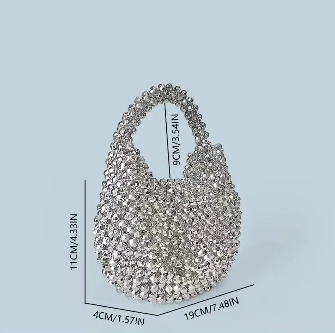 New Light Luxury and High-End Hand-Beaded Mini Bead Bag Shiny Portable Banquet Bag - Natalia Home Fashion
