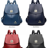 Soft Leather Dual-Shoulder Bag Student Backpack Travel Versatile Women's Bag