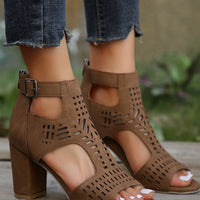 Women Fashion Strap Sexy High Heel Sandals Woman Roman Hollow Pumps Lace-up Peep Toe Sandals Casual Chunky High-heeled Sandals